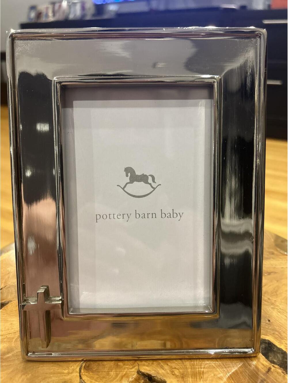 Pottery Barn Baby Silver Frame with Cross Accent